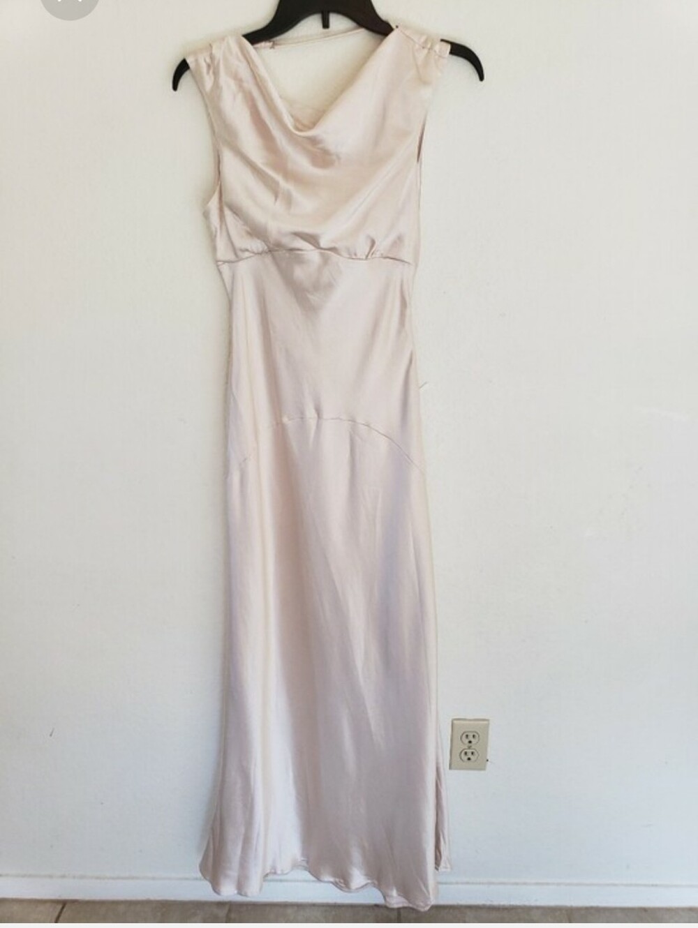Saints&Secrets Neww/tag Satin Maxi Dress Draped Cowl Neck Plunge Low Back Size 8